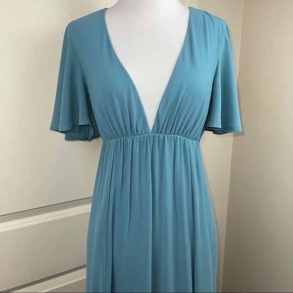 NEW Show Me Your MuMu Faye Flutter Maxi Dress Blue XS - Picture 8 of 17